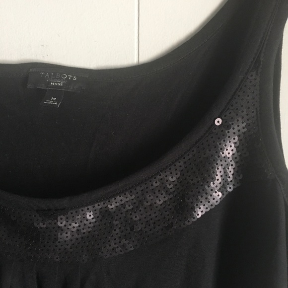 TALBOTS Black Sequined Sleeveless Blouse MP - Picture 2 of 3